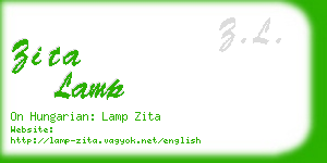 zita lamp business card